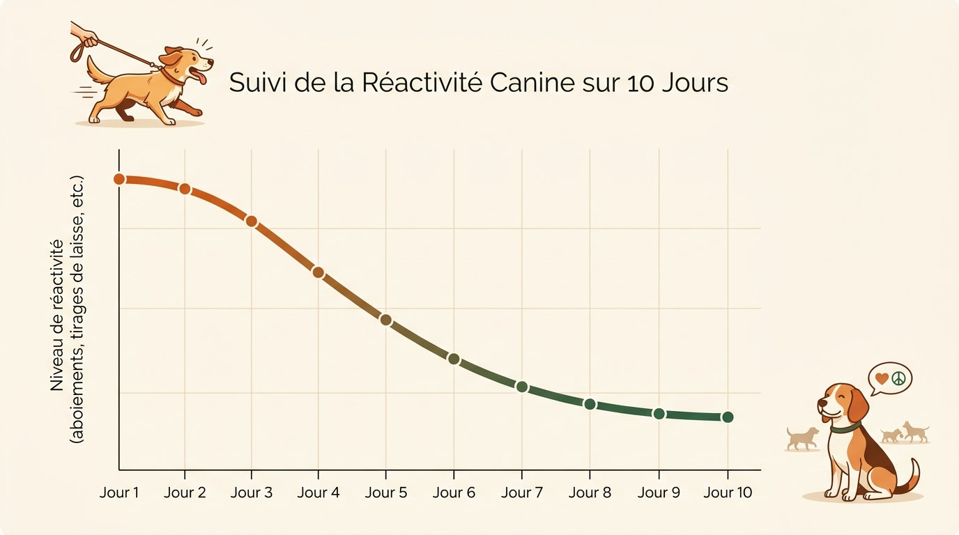 Courbe de baisse de la réactivité du chien sur 10 jours