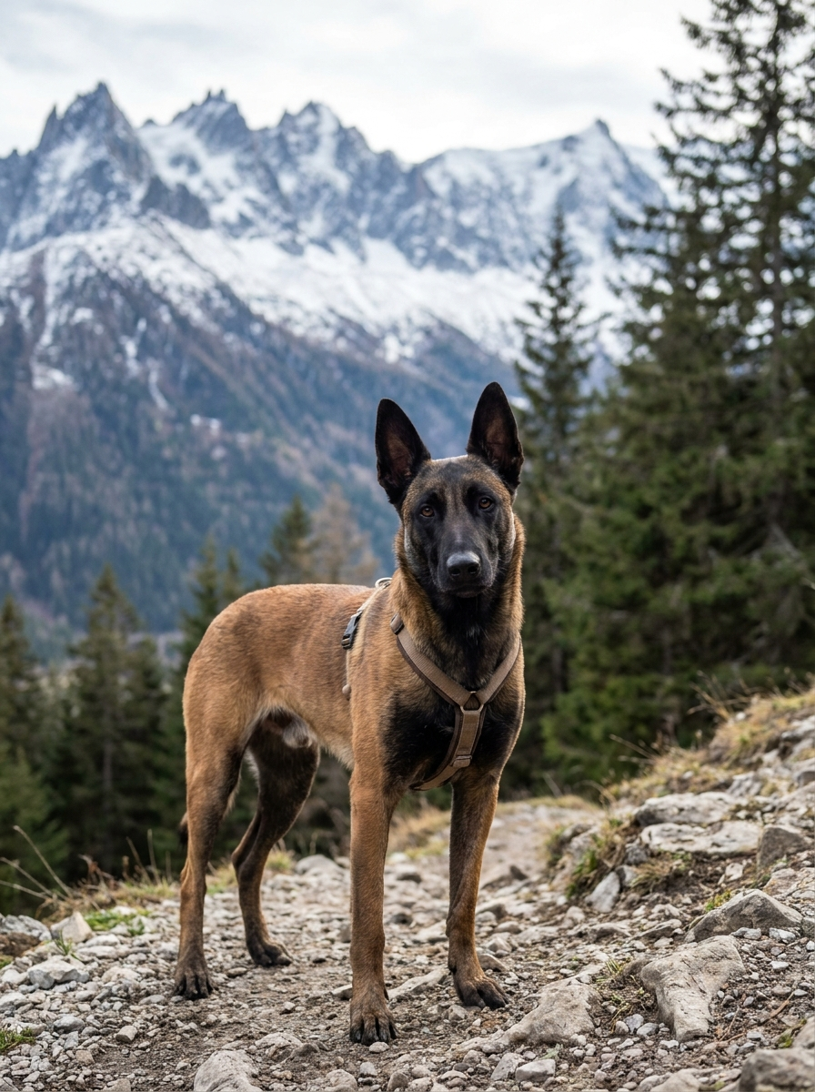Iko, le malinois de Jean Delvit, en montagne près d'Annecy